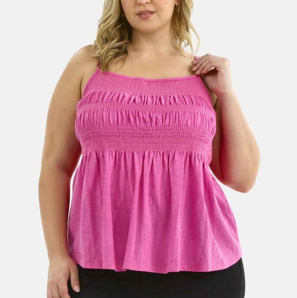 Pink Smocked Women's Top 3x 24W/26W